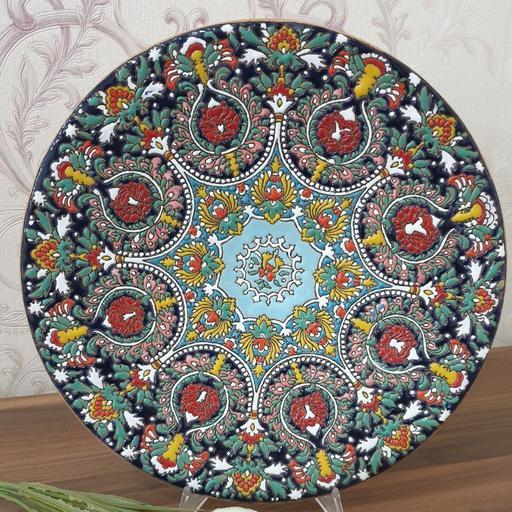 بشقاب دیوارکوب طرح بهار سفالی میناکاری